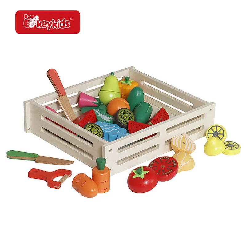 Kids Kitchen Pretend Play Wooden Toy Groceries With Fruit And Vegetables W10B224